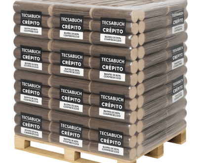 Bûches de bois compressées Tecsabuch Crépito – 100 % naturelles – Palette de 1T